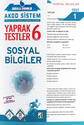 Damla Eğitim - AKILLI DAMLA SOSYAL BİLGİLER YAPRAK TESTLER-6. SINIF