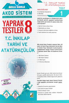 AKILLI DAMLA T.C. İNKILAP TARİHİ VE ATATÜRKÇÜLÜK YAPRAK TESTLER-8. SINIF - Thumbnail