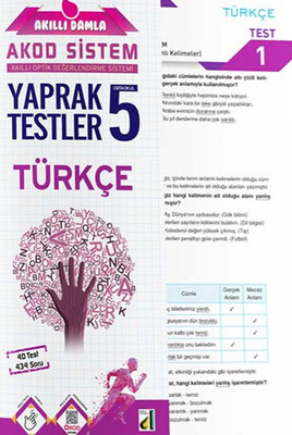 Damla Eğitim - AKILLI DAMLA TÜRKÇE YAPRAK TESTLER-5. SINIF