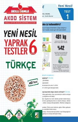 Damla Eğitim - AKILLI DAMLA TÜRKÇE YENİ NESİL YAPRAK TESTLER-6. SINIF